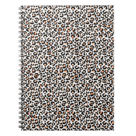 Caderno Espiral Pêssego Branco Impressão Preta-Leopardo