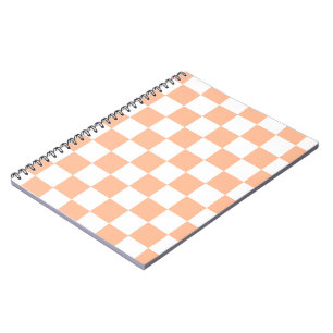 Caderno Espiral Pêssego cor de laranja, quadrados marcados, geomét