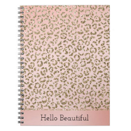 Caderno Espiral Pêssego Cor-de-rosa brilhante Dourada Impressão Le