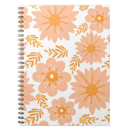 Caderno Espiral Pêssego de Vintagem Retroativa Padrão de Flor Lara