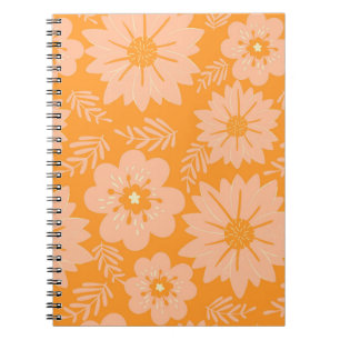 Caderno Espiral Pêssego de Vintagem Retroativa Padrão de Flor Lara