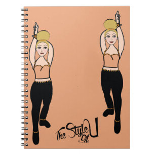 Caderno Espiral Pêssego do notebook dançarino / Preto