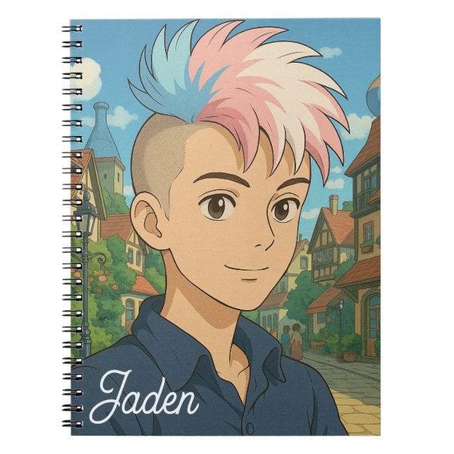 Caderno Espiral Pessoa Transgênero com Anime Mohawk | LGBTQIA+  (Frente)