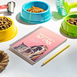 Caderno Espiral Pet Care Sitting Bathing Grooming Salon Comida Com