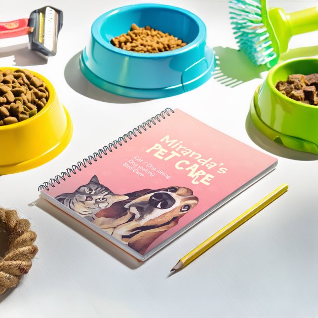 Caderno Espiral Pet Care Sitting Bathing Grooming Salon Comida Com (Criador carregado)
