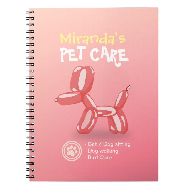 Caderno Espiral Pet Care Sitting Grooming Beauon Dog Balon (Frente)