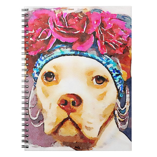 Caderno Espiral Pet Pet Retrait Watercolor Pet Soul Pitbull (Frente)
