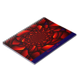 Caderno Espiral Pétala Vermelha Preta Azul