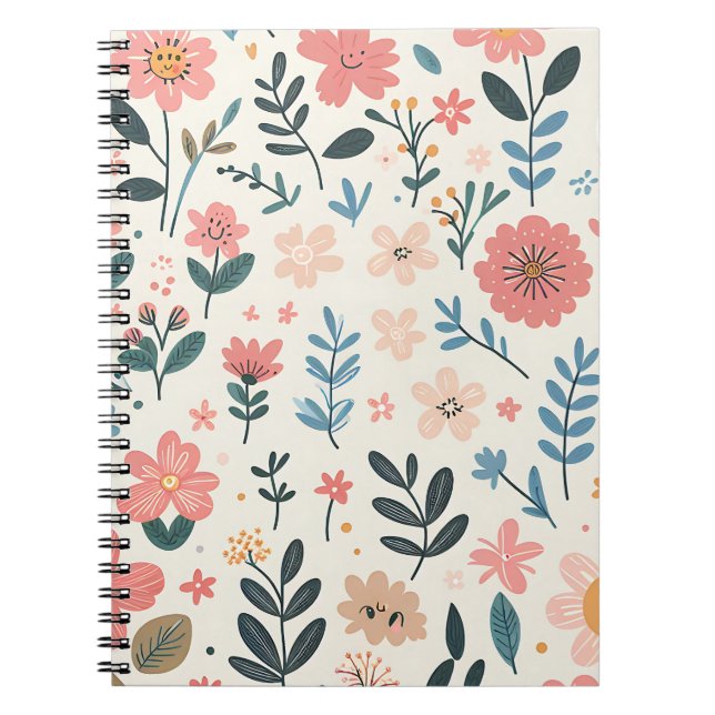Caderno Espiral Pétalas Alegres – Campo de Flores Caprichoso (Frente)