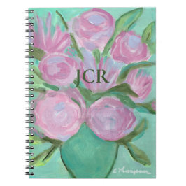 Caderno Espiral Pétalas Bons Monogramadas em Notebook Rosa