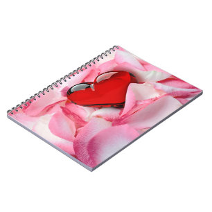 Caderno Espiral Pétalas Rosa de Copas de Vidro Vermelho