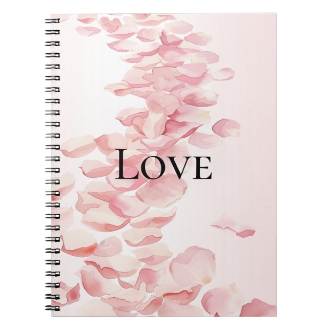 Caderno Espiral Pétalas Rosa Rosa Rosa Românticas (Frente)