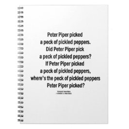 Caderno Espiral Peter Piper Pegou Peck De Pimentos Picados