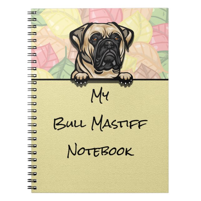 Caderno Espiral Pevendo notebook bonito Bull Mastiff (Frente)