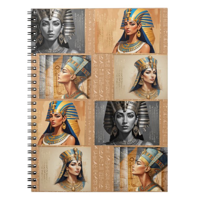 Caderno Espiral Pharaonic Queens – Ancient Egyptian Elegance (Frente)