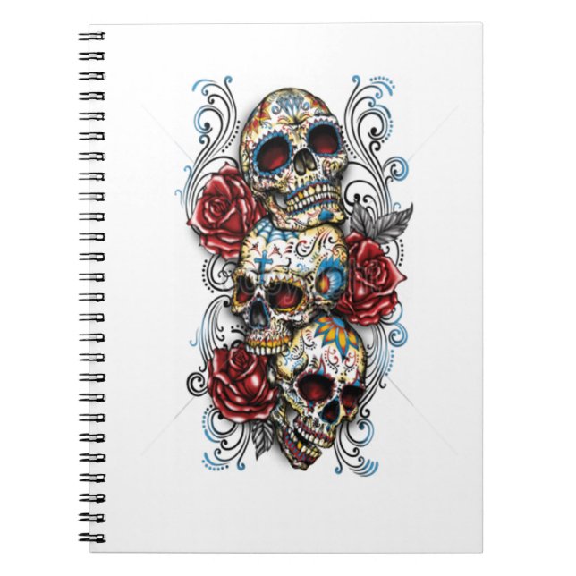 Caderno Espiral Photo Notebook/Skull and Roses (Frente)