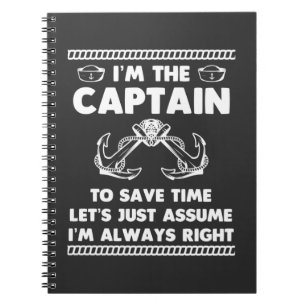 Caderno Espiral Piada de Barco do Capitão Humor do Barco Engraç