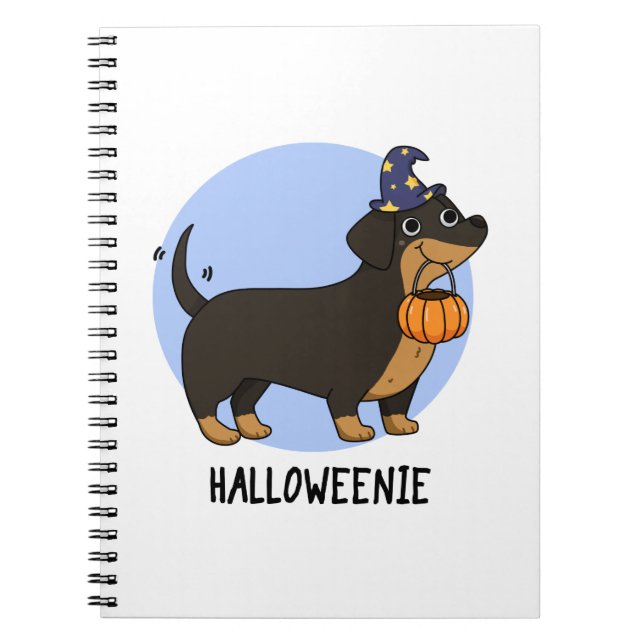 Caderno Espiral Piada de cachorro salsicha engraçado de Halloween  (Frente)