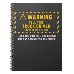Caderno Espiral Piada de Caminhão Engraçado Citação de Motoris