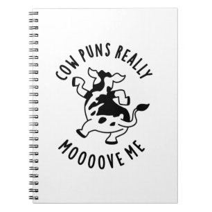 Caderno Espiral Piadas de Vaca Realmente Me Mooovem Animais Engraç
