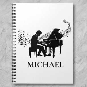 Caderno Espiral Pianista Personalizado Masculino - Música de Piano