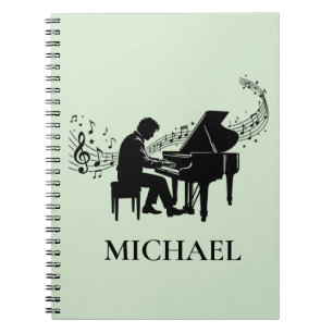 Caderno Espiral Pianista Personalizado Masculino - Música de Piano