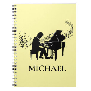 Caderno Espiral Pianista Personalizado Masculino - Música Não Pian