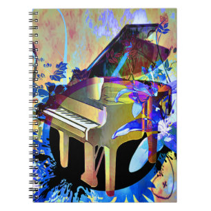 Caderno Espiral Piano colorido Digital Funky