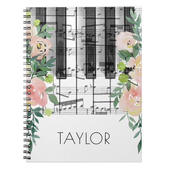 Caderno Espiral piano de flores aquáticas (Frente)