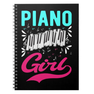 Caderno Espiral Piano Jogando Rapariga Instrumento Filha Musical