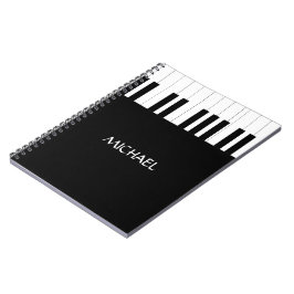 CADERNO ESPIRAL PIANO KEYS DESIGN NOME AMOR DE MÚSICA