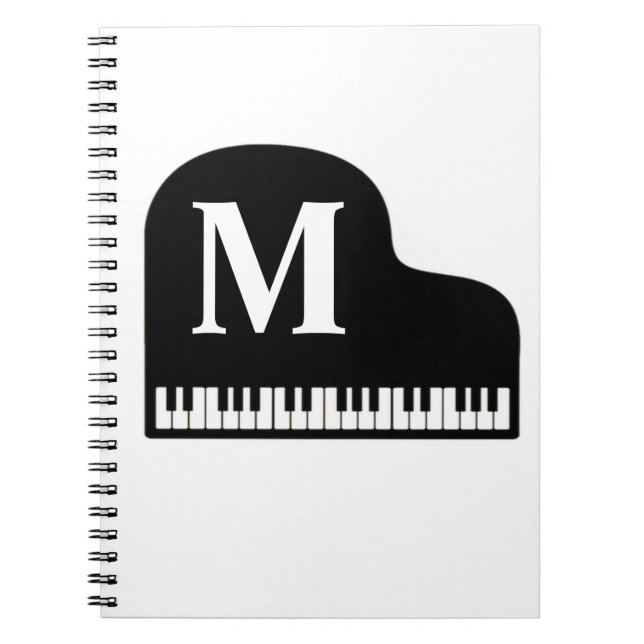 Caderno Espiral Piano Monograma Personalizado Pianista (Frente)