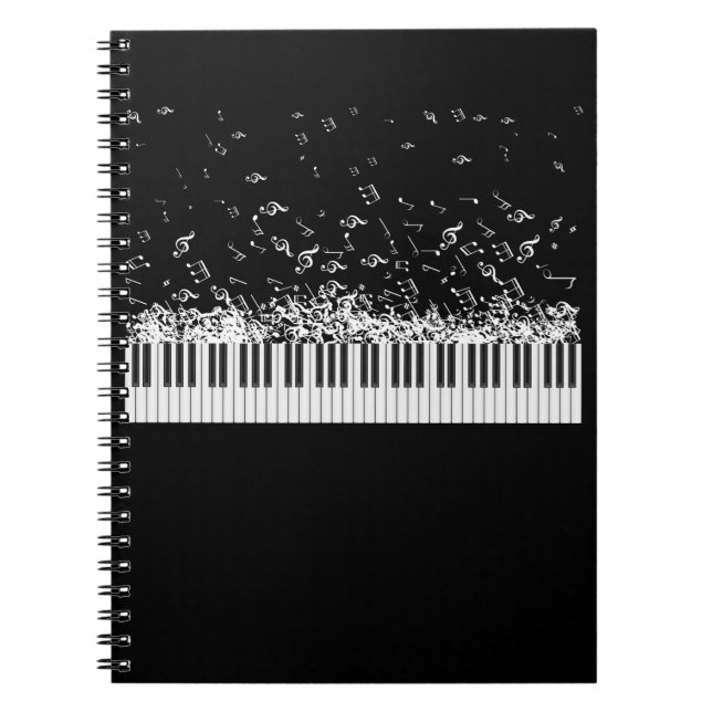 Caderno Espiral Piano Music Notes Instrumento Pianista (Frente)
