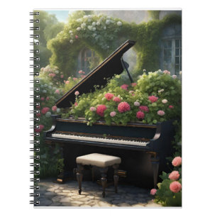 Caderno Espiral Piano na pintura do Bloom-Jardim
