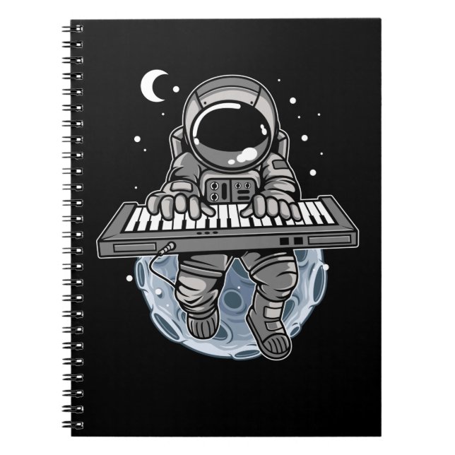 Caderno Espiral Piano Player Astronauta Musical Instrumento Cosmon (Frente)