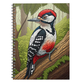 Caderno Espiral Pica-Pau Colorido na Floresta