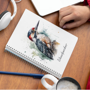 Caderno Espiral Pica-pau Woodland Aquarela, personalizado