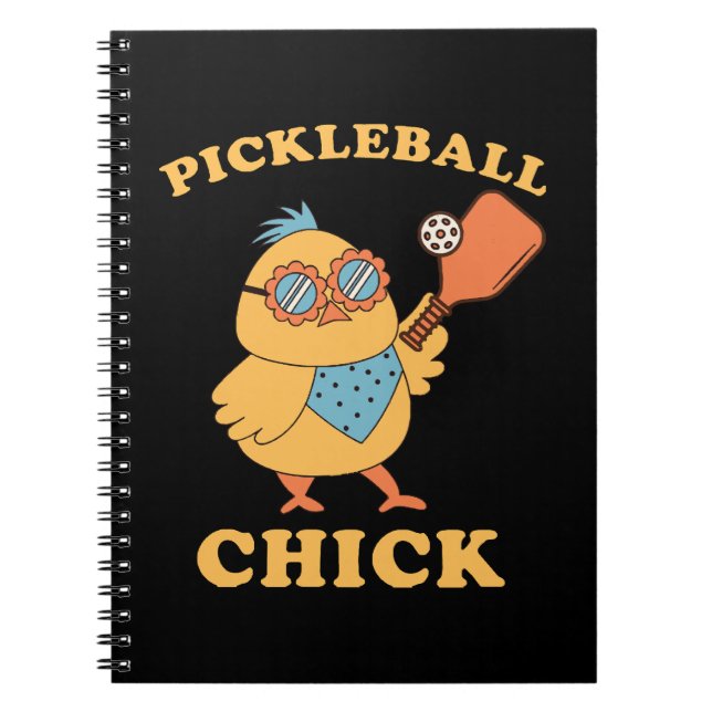 Caderno Espiral Pickleball Chick - retrô (Frente)