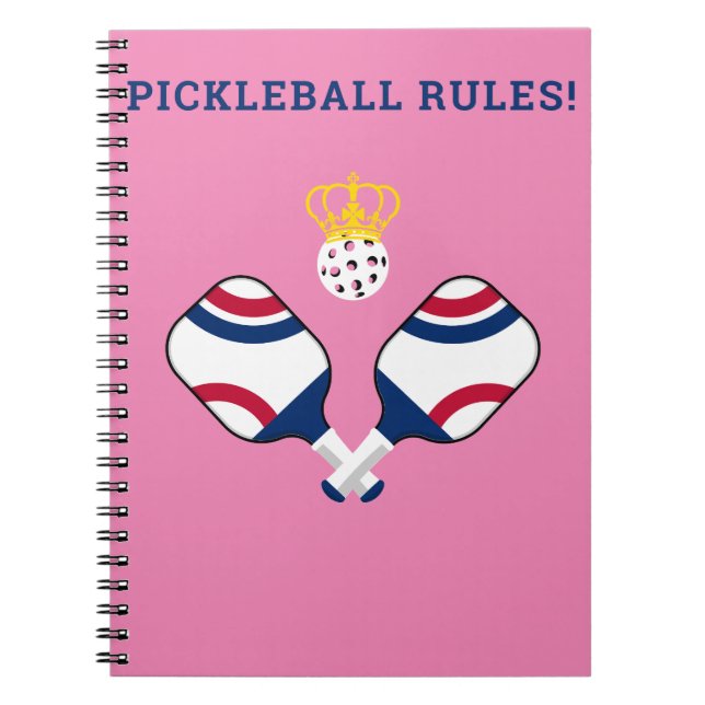 Caderno Espiral PICKLEBALL REGRAS - Pickleball Paddles e Ball Engr (Frente)