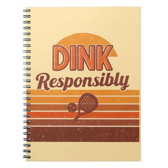 Caderno Espiral Pickleball Retro 'Dink Responsavelmente' (Frente)