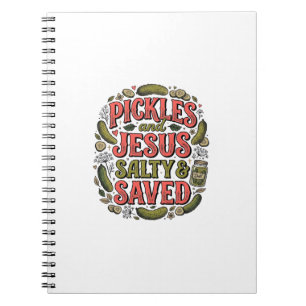 Caderno Espiral Picles e Jesus Salty Saved Camisa Vintage Design