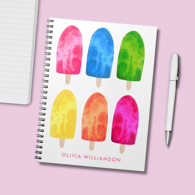 Caderno Espiral Picolé de Verão (ice lolly, summer popsicle personalized notebook)