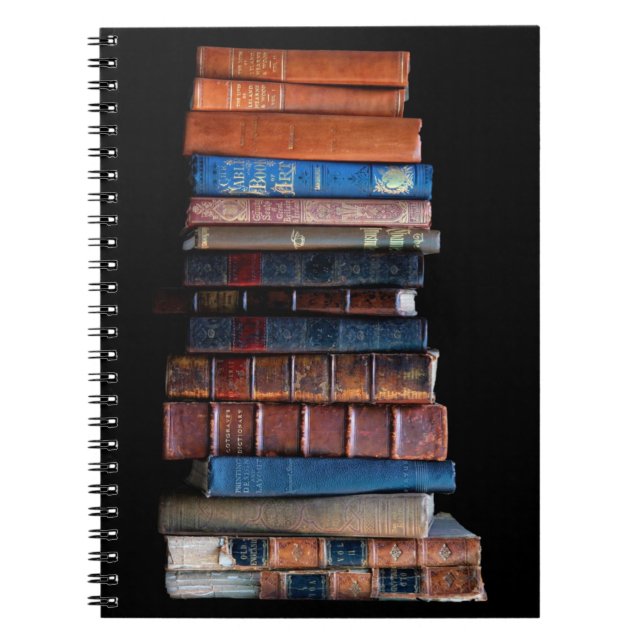 Caderno Espiral Pilha de entrada de livros antigos (Frente)