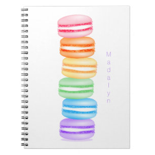 Caderno Espiral pilha de macarões colorida fofa personalizada