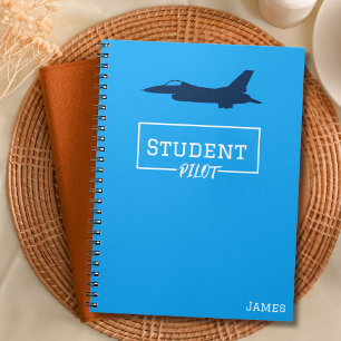 Caderno Espiral Piloto de estudante F-16 Falcon Avião Personalizad