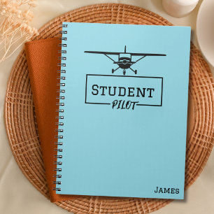 Caderno Espiral Piloto Estudante Cessna Avião Blue Nome Personaliz