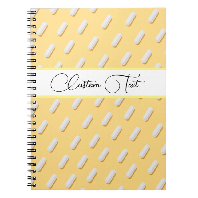 Caderno Espiral Pílulas brancas Padrão Brilhante Brilhante Amarelo (Frente)