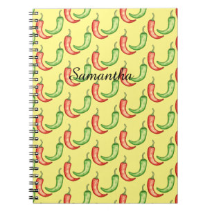 Caderno Espiral Pimentos De Mola Vermelha E Verde