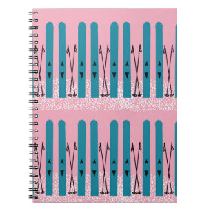 Caderno Espiral Pincéis azuis no notebook rosa