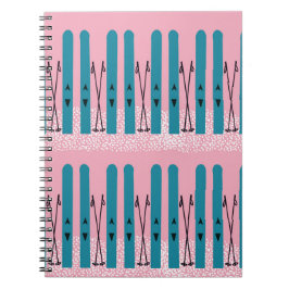 Caderno Espiral Pincéis azuis no notebook rosa